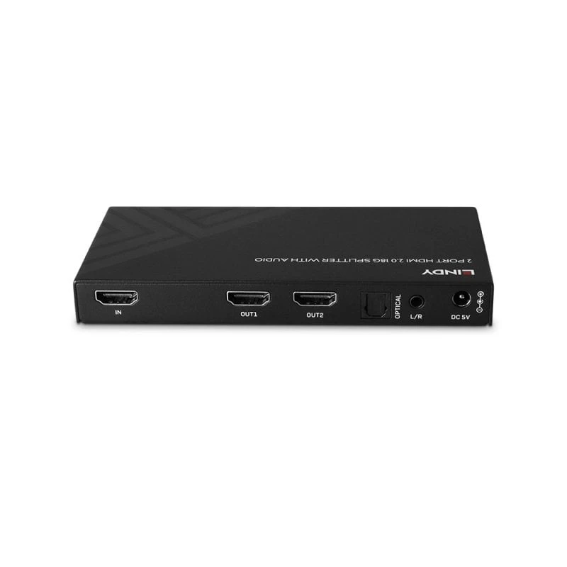 Lindy 38534 2-Port HDMI 8K60 Splitter mit Audio und Downscaling, 2x HDMI, HDR, schwarz