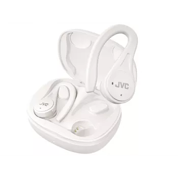 JVC HA-EC25T-W-U True-Wireless-Sport-In-Ear-Kopfhörer mit Mikrofon, Bluetooth, Ohrbügel, Anrufe/Musik, Weiß