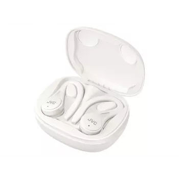 JVC HA-EC25T-W-U True-Wireless-Sport-In-Ear-Kopfhörer mit Mikrofon, Bluetooth, Ohrbügel, Anrufe/Musik, Weiß