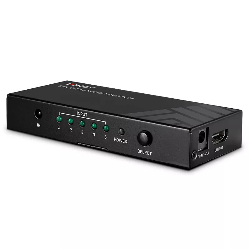 Lindy 38233 5-Port-HDMI-2.0-18G-Switch, 5x HDMI, Desktop