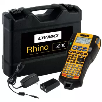 DYMO RHINO 5200 Industrie-Etikettendrucker | Beschriftungsgerät-Kit mit Koffer | Zeitsparende Schnelltasten, druckt schnell, langlebiges Beschriftungsgerät für Baustellen und anspruchsvolle Beschriftungsaufgaben (EU-Stecker Typ C)