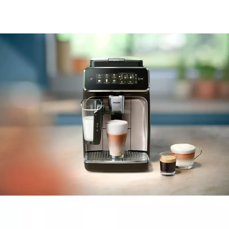 Espressomaschine Philips EP3341/50 vollautomatisch, 1,8 l Wassertank, 275 g Bohnenbehälter, 0,26 l Milchbehälter, 15 bar, Keramikmahlwerk