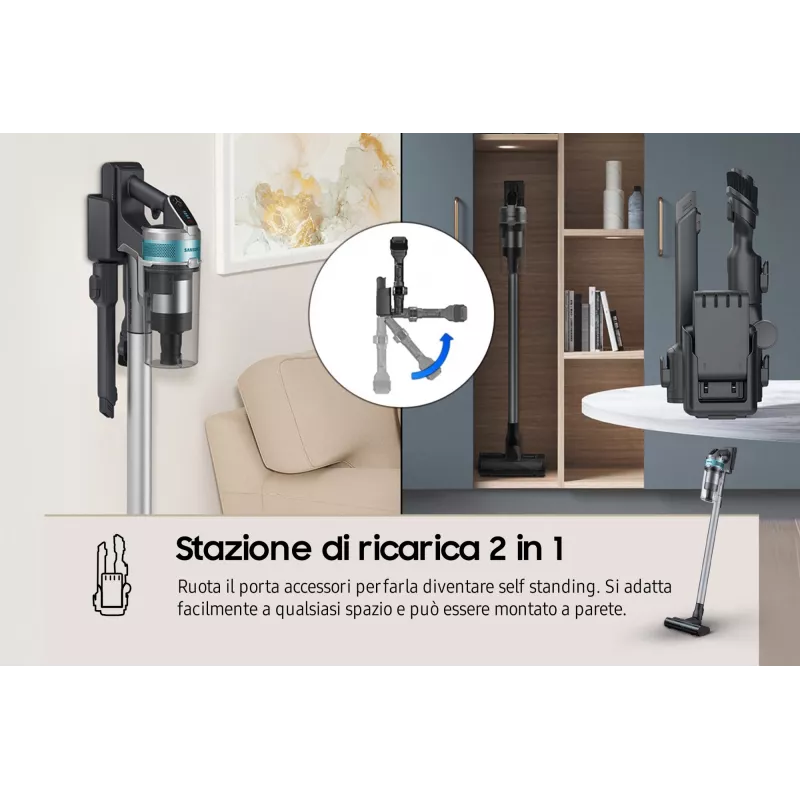 Samsung VS20B75AGR1 2-in-1 stick vacuum Batterie Dry Bagless 550 W Schwarz, Mint colour