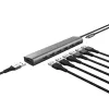 Trust Halyx 24967 USB-Hub mit 7 Ports, USB 3.2 Gen 1, Type-A, 5000 Mbit/s, silber