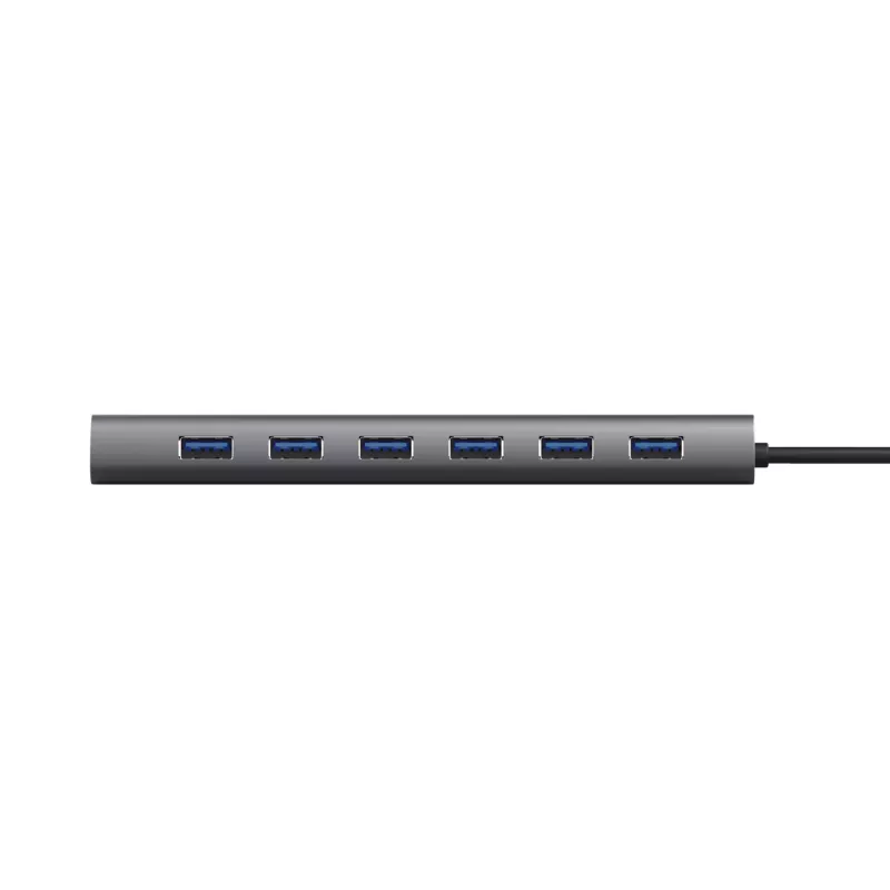 Trust Halyx 24967 USB-Hub mit 7 Ports, USB 3.2 Gen 1, Type-A, 5000 Mbit/s, silber