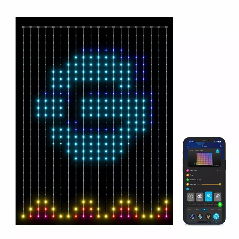 Govee H70B1 RGBIC LED-Vorhanglicht, Wi-Fi, Bluetooth, IP65