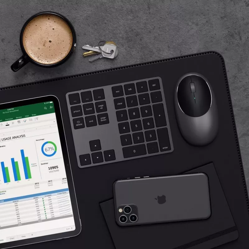 Satechi ST-XLABKM Extended kabelloses Bluetooth-Keypad, Space Grau