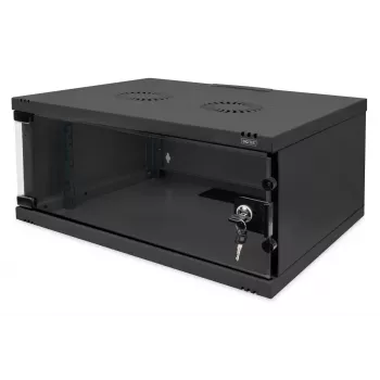 DIGITUS 4U Wandmontageschrank SOHO unmontiert 241x540x400mm Glasfronttür schwarz