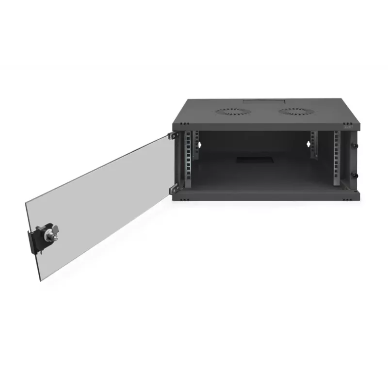 DIGITUS 4U Wandmontageschrank SOHO unmontiert 241x540x400mm Glasfronttür schwarz