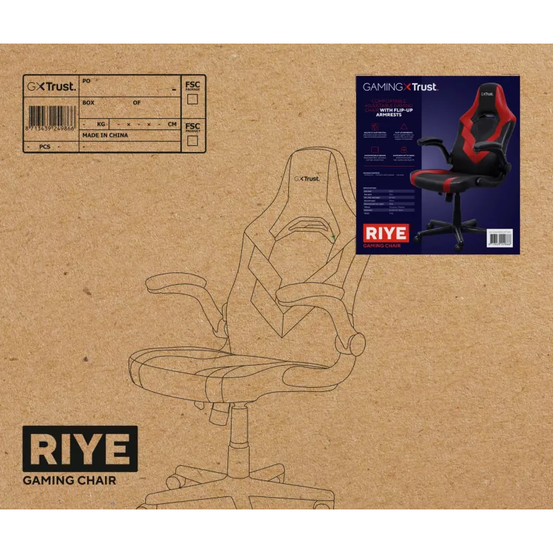 Trust GXT 703R RIYE Universal-Gaming-Stuhl Schwarz, Rot