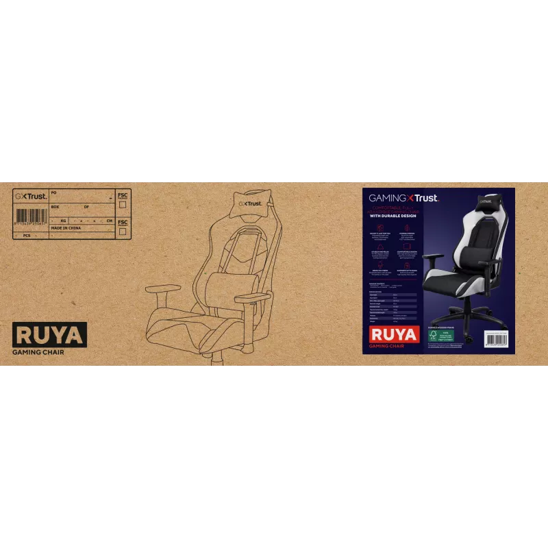 Trust GXT 714 RUYA Universal-Gaming-Stuhl, Schwarz, Weiß