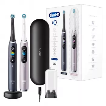 Elektrische Zahnbürste Oral-B iO 9 Erwachsene rotierend, 2 Handstücke, 2 Bürstenköpfe, integrierter Akku, 3 Std. Ladezeit, Schwarz/Rose