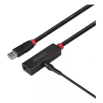 Lindy 5m USB 3.0 Active Extension schlank, USB 3.2 Gen 1 (3.1 Gen 1) Type-C, USB 3.2 Gen 1 (3.1 Gen 1) Type-C, 5000 Mbit/s, Schwarz, Acrylnitril-Butadien-Styrol (ABS), Rundkabel