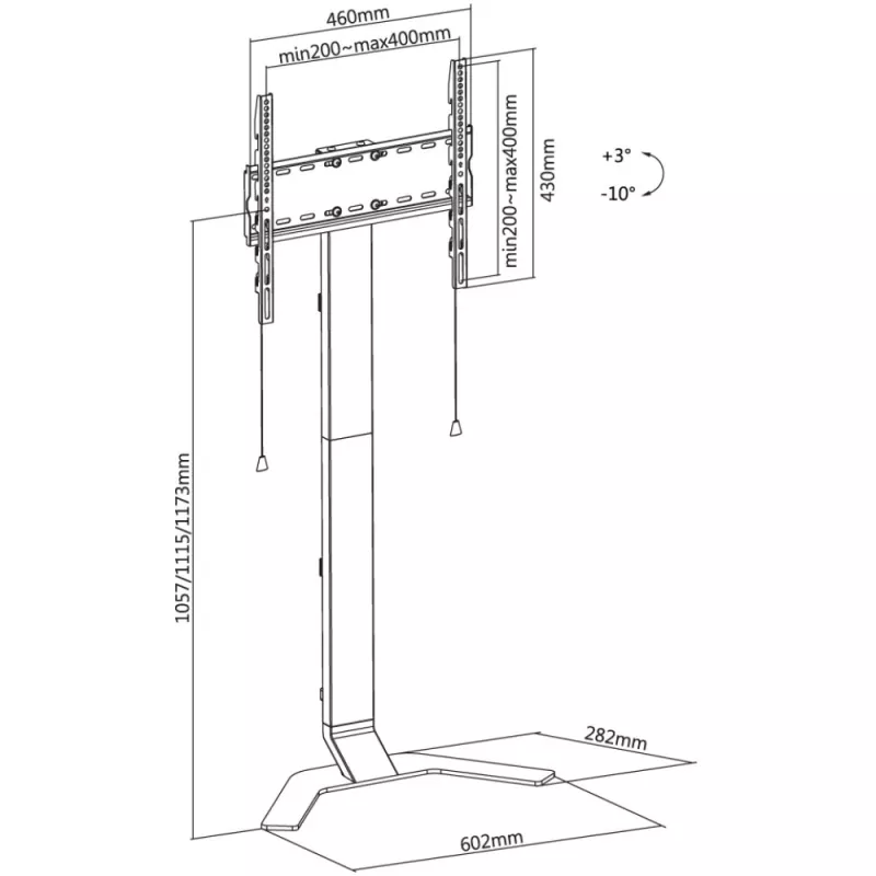 Techly ICA-TR47 schmaler TV-Standfuß, 32–70 Zoll, 40 kg, Weiß