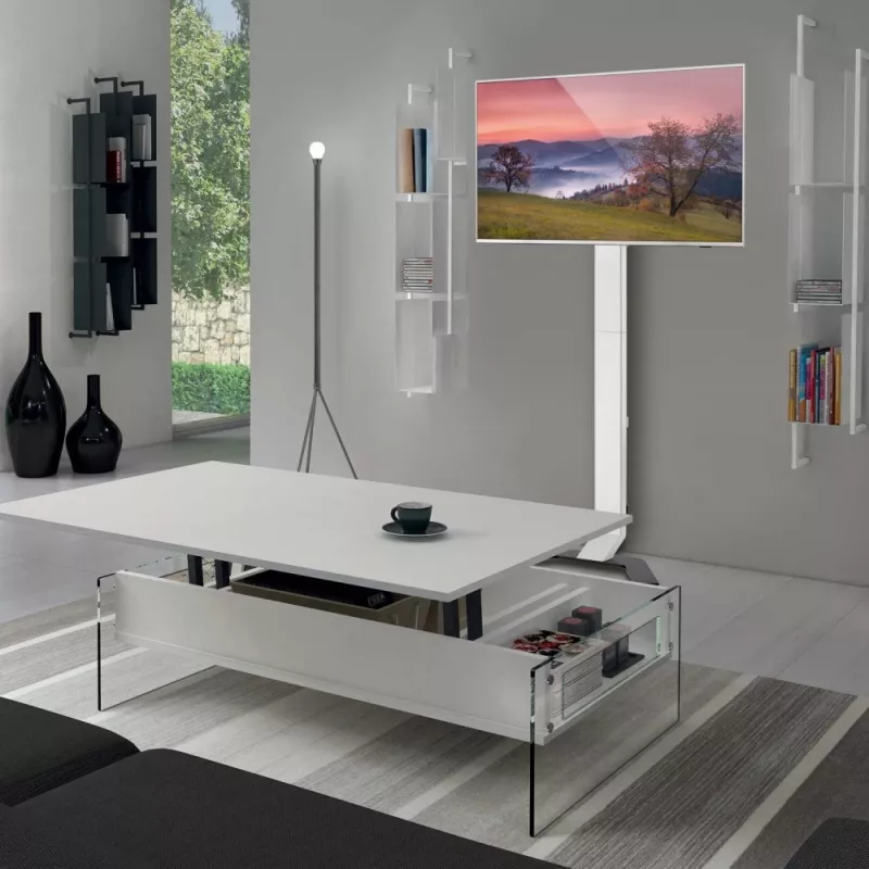 Techly ICA-TR47 schmaler TV-Standfuß, 32–70 Zoll, 40 kg, Weiß