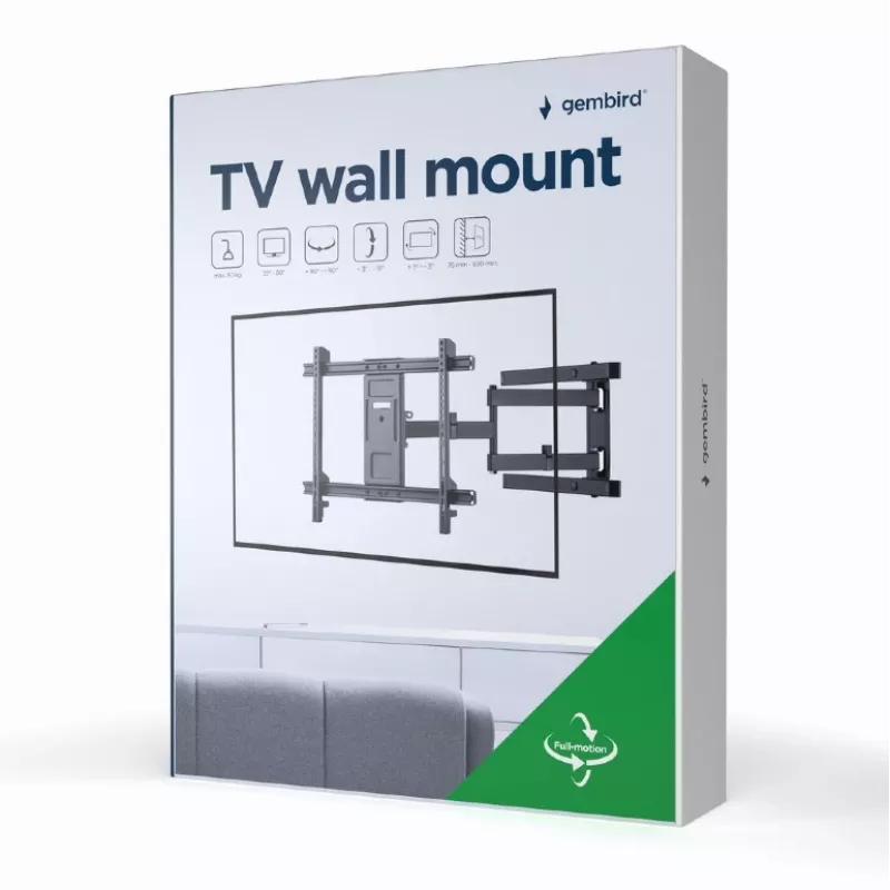Gembird WM-80ST-05 TV-Wandhalterung, voll beweglich, 37–80 Zoll, bis 50 kg