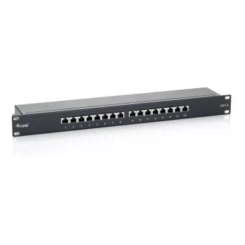 Equip 16-Port Cat.6 geschirmtes Patchpanel, Schwarz, RJ-45, Gold, Cat6, Rackmontage, 1U, Schwarz