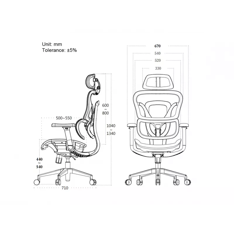 Equip Ergonomischer Premium-Bürostuhl mit Kopfstütze und Armlehnen, Blau Schwarz