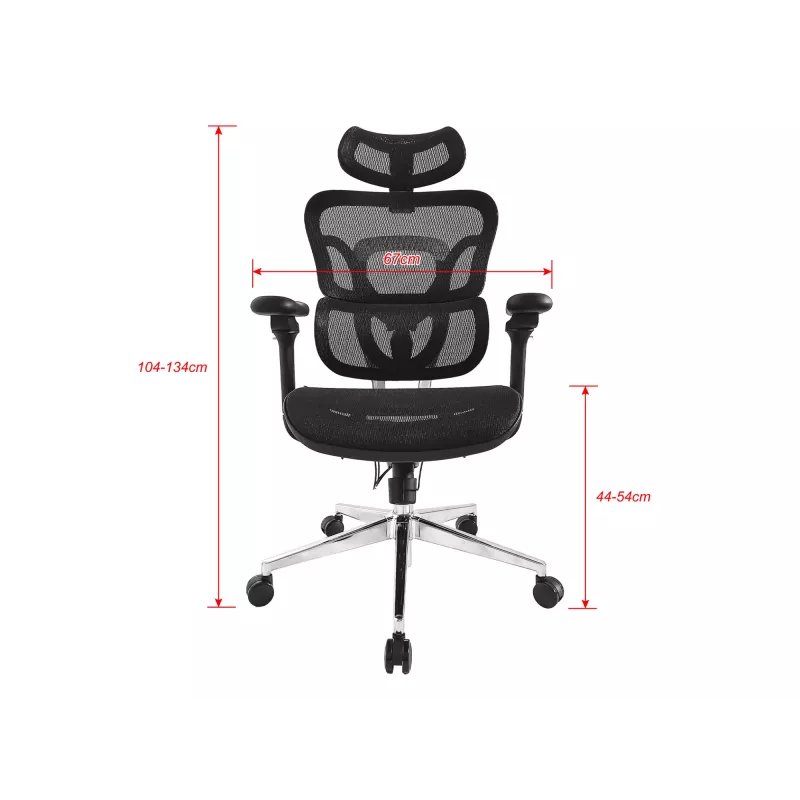 Equip Ergonomic Premium-Bürostuhl mit Kopfstütze und Armlehnen, Schwarz