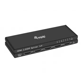 Equip Ultra schlank 4-Port HDMI 2.0 Splitter, HDMI, 4x HDMI, 3840 x 2160 Pixel, Schwarz, Aluminium, 4K Ultra HD