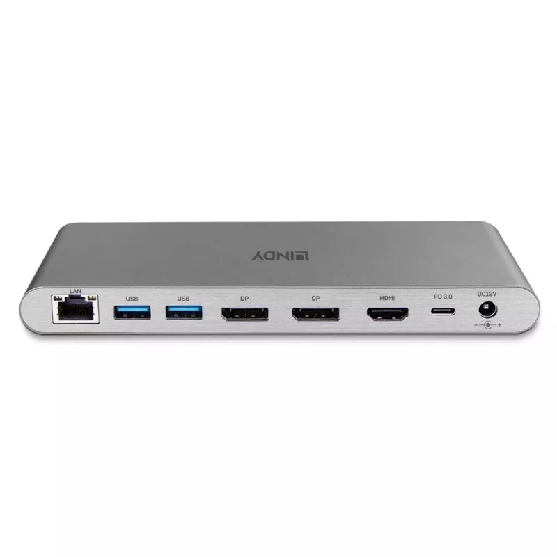 Lindy DST-Pro 5K XT, USB-C Laptop Dockingstation mit Triple Display (4K) oder Single Display (5K) und 100 W Durchschleifladung