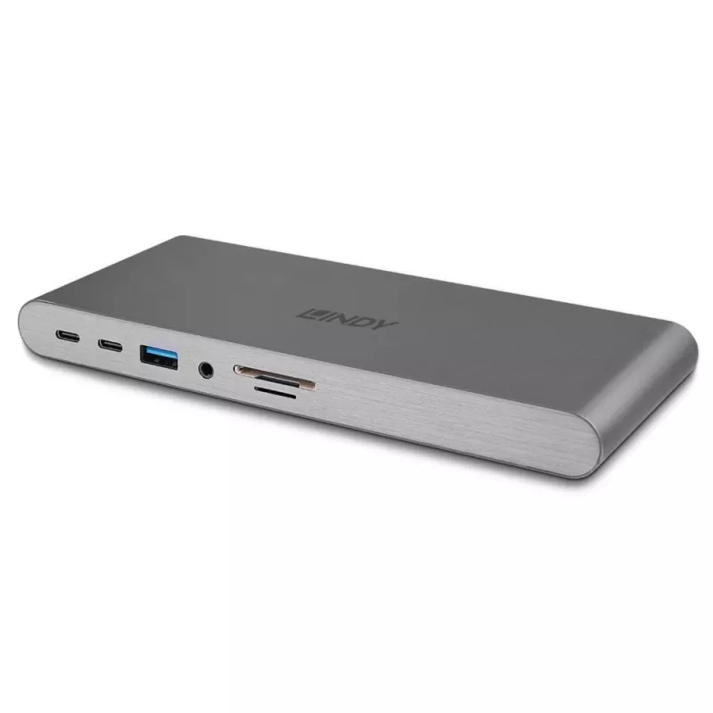 Lindy DST-Pro 5K XT, USB-C Laptop Dockingstation mit Triple Display (4K) oder Single Display (5K) und 100 W Durchschleifladung