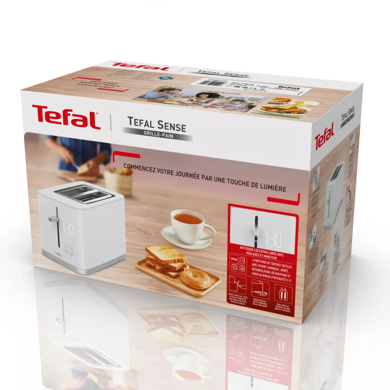 Toaster Tefal Sense TT6931 — 2-Scheiben, 850 W, weiß, 7 Bräunungsstufen, LED-Anzeige