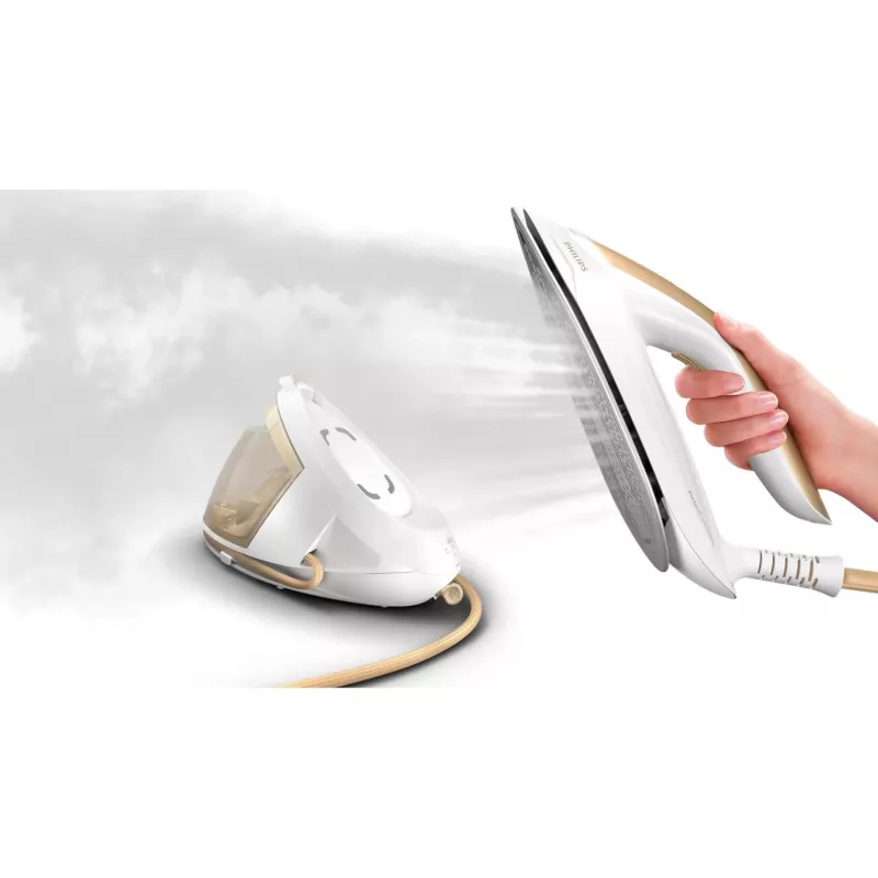 Philips PSG8040/60 Dampfbügelstation 2700 W 1,8 L SteamGlide Elite Bügelsohle Gold, Weiß