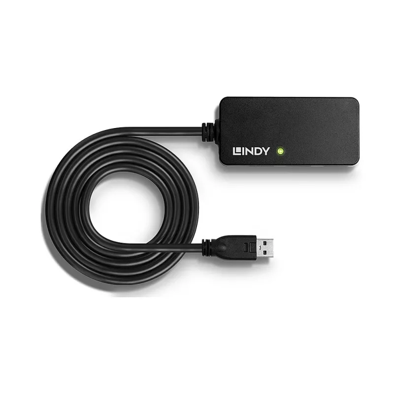 Lindy 43159 USB 3.0 Aktiv-Verlängerungs-Hub Pro, 4 Ports, USB 3.2 Gen 1 (5 Gbit/s), USB-A, 10 m, schwarz