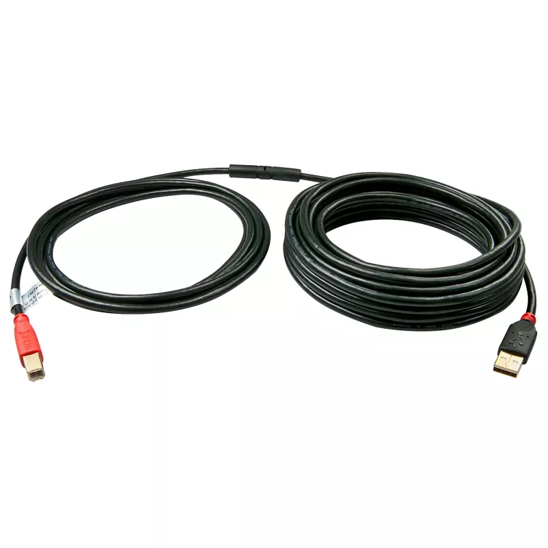 Lindy 10m USB 2.0 Aktivkabel Typ A auf B, 10 m, USB A, USB B, USB 2.0, Stecker/Stecker, Schwarz, Rot