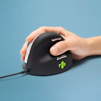 R-Go Tools Ergonomische Maus R-Go HE Break mit Pausensoftware, groß (Handgröße ≥ 185 mm), rechtshändig, kabelgebunden, schwarz