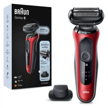 Folienrasierer Braun Series 6 61-R1200s SensoFlex SensoFoil Schwarz Rot