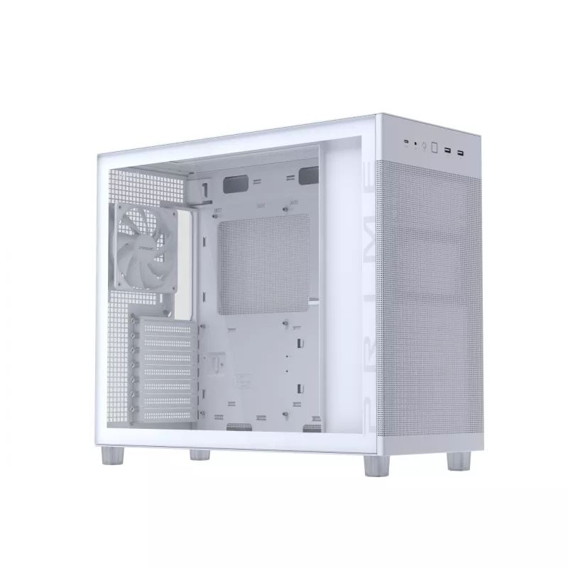 ASUS PRIME AP303 TG 90DC00V3-B39010 Midi-Tower PC-Gehäuse, ATX/Micro-ATX, Tempered Glass, 2x USB 3.2, ohne Netzteil, weiß