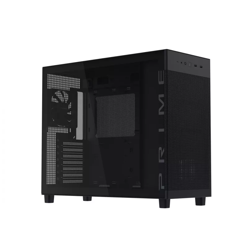 ASUS PRIME AP303 TG 90DC00V0-B39010 Midi-Tower PC-Gehäuse, ATX/Micro-ATX/Mini-ITX, Tempered Glass, 2x USB 3.2, ohne Netzteil, schwarz