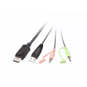 KVM-Switch ATEN CS22DP-AT 2-Port USB DisplayPort, 4K@30Hz, USB-A-Konsole, Audio, 1,2 m Kabel
