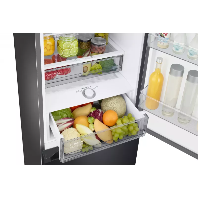 Samsung RL38C7B5BB1/EG Bespoke freistehende Kühl-Gefrierkombination, 387 l (273 l + 114 l), 203 cm, Energieeffizienzklasse B, SmartThings, Edelstahl dunkel