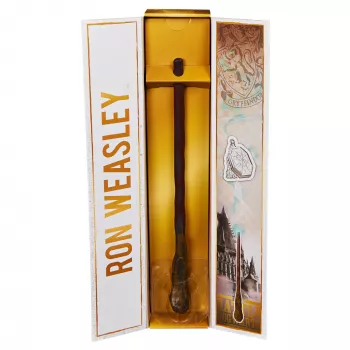 Wizarding World Harry Potter, 12 Zoll magischer Collector Ron Weasley Zauberstab, Ständer & Druckguss-Ikone, magische Artefakte, Accessoire für Kostüme