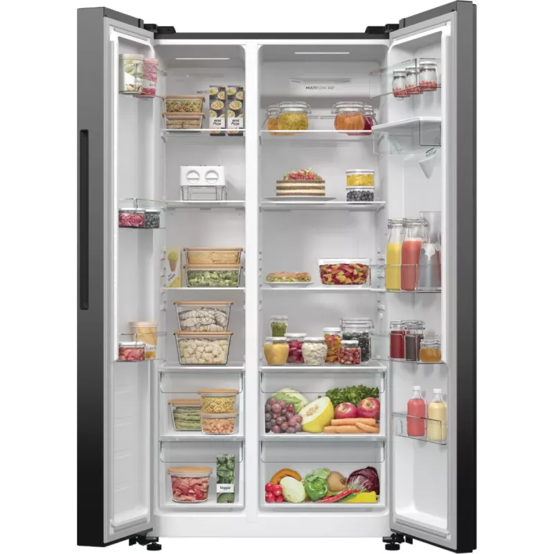 Gorenje NRR9185EABXLWD Side-by-Side Kühl-Gefrierkombination, 547 l (355 l + 192 l), ConvertActive, Energieeffizienzklasse E, Edelstahl dunkel