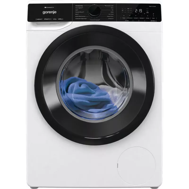 Gorenje WPNA94A1TS Frontlader-Waschmaschine 9 kg, 1400 U/min, ConnectLife WLAN, Weiß/Schwarz