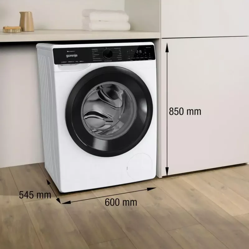 Gorenje WPNA94A1TS Frontlader-Waschmaschine 9 kg, 1400 U/min, ConnectLife WLAN, Weiß/Schwarz