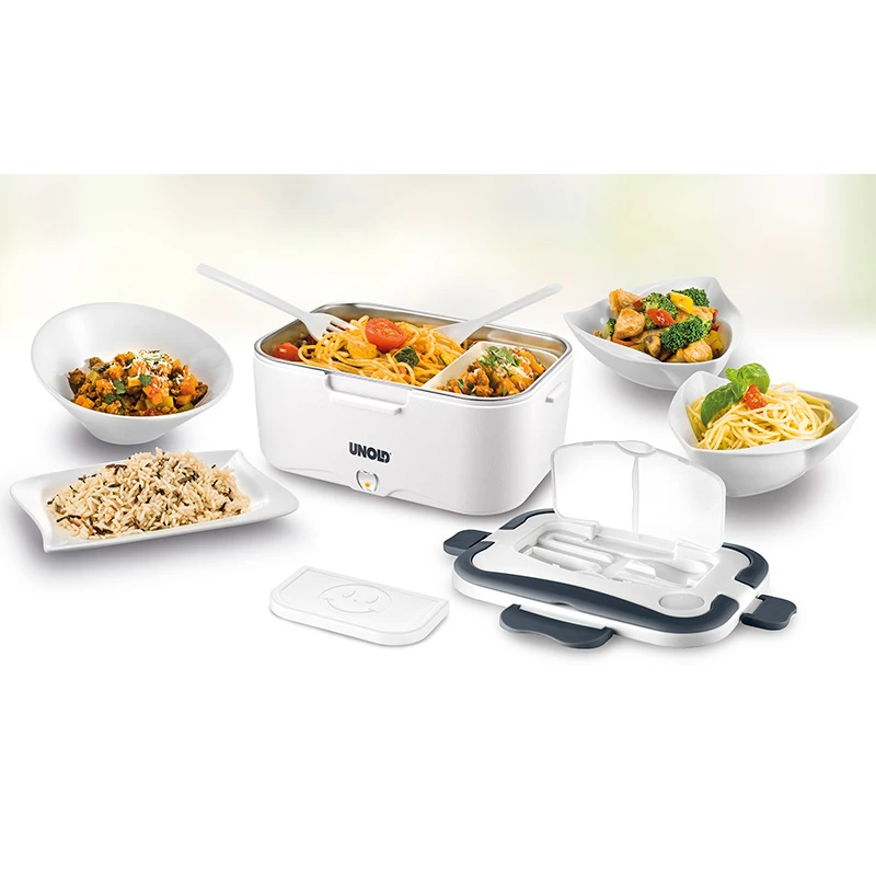 Unold 58850 elektrische Lunchbox 1,5 l, Edelstahlbehälter, weiß