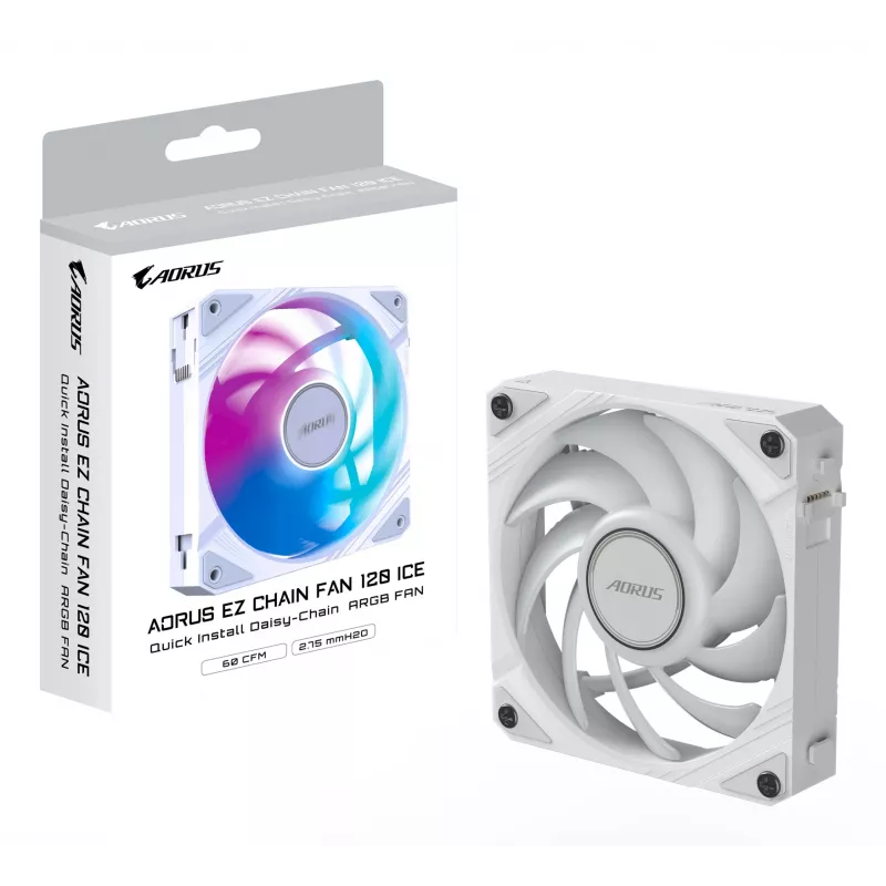 Gigabyte AORUS EZ CHAIN FAN 120 ICE Gehäuselüfter, 120 mm, Weiß, GP-ECFAN1201 ICE