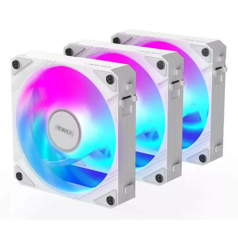 Gigabyte AORUS EZ CHAIN FAN 120 ICE Gehäuselüfter, 3er-Pack, 120 mm, Weiß, GP-ECFAN1203 ICE
