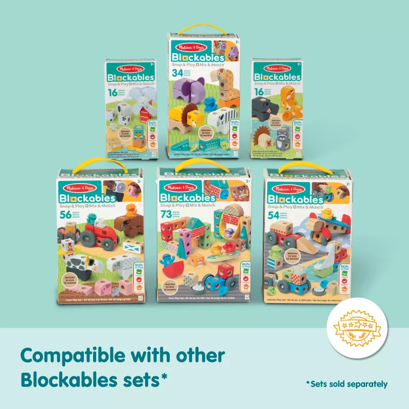 Konstruktionsspielset Spin Master Melissa & Doug Blockables Safari Spielset – Figuren und stapelbare Blöcke