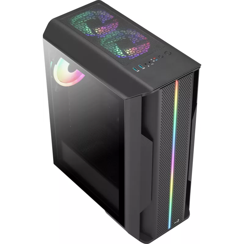Aerocool Splinter Duo-G-BK-v1 ATX-Midi-Tower-Gehäuse, gehärtetes Glas, Schwarz