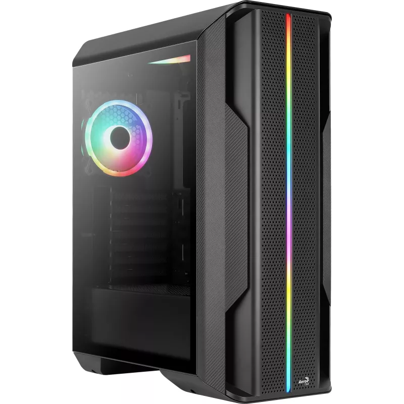 Aerocool Splinter Duo-G-BK-v1 ATX-Midi-Tower-Gehäuse, gehärtetes Glas, Schwarz