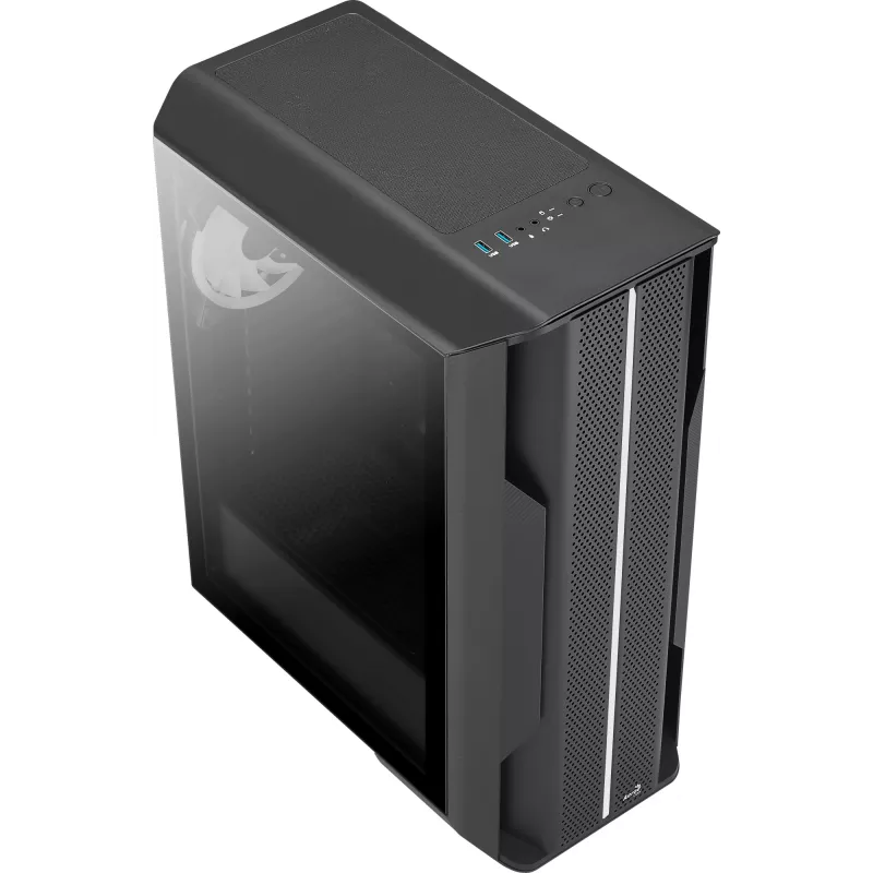 Aerocool Splinter Duo-G-BK-v1 ATX-Midi-Tower-Gehäuse, gehärtetes Glas, Schwarz