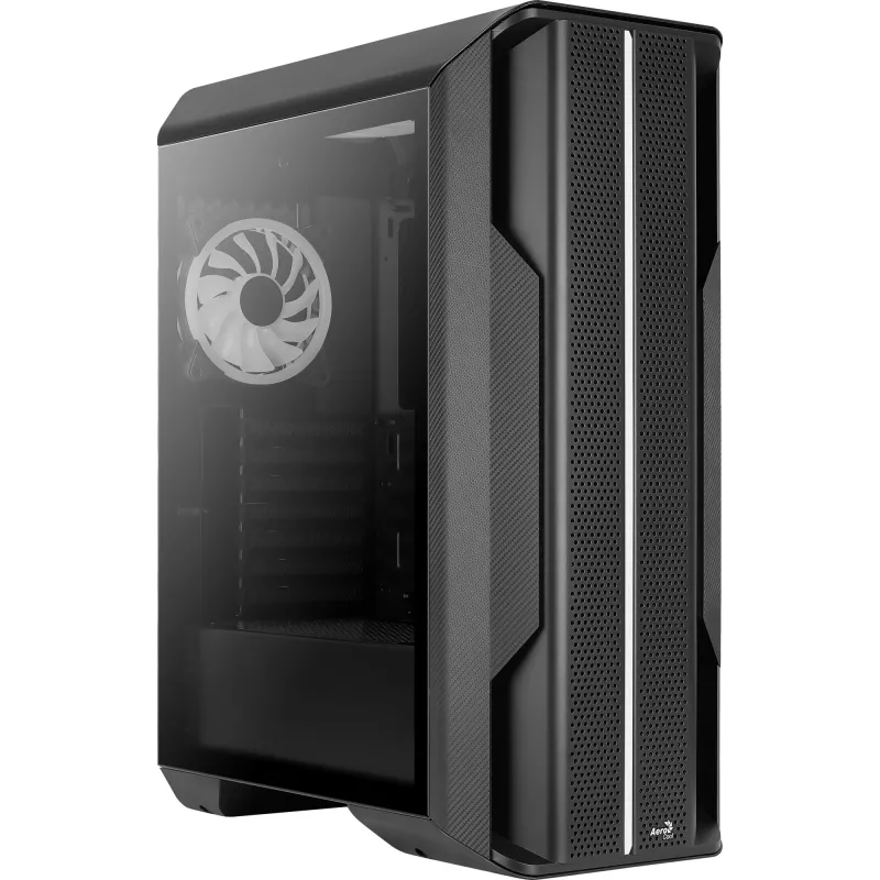 Aerocool Splinter Duo-G-BK-v1 ATX-Midi-Tower-Gehäuse, gehärtetes Glas, Schwarz