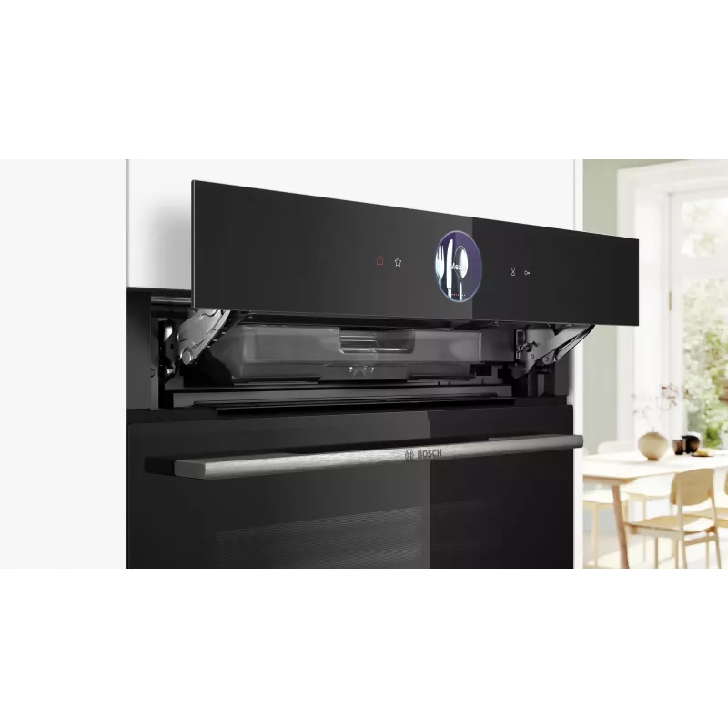 Bosch Serie 8 HRG7764B1 Einbaubackofen, 60 cm, 71 l, A+, Dampf, AirFry, Pyrolyse, Home Connect, Schwarz