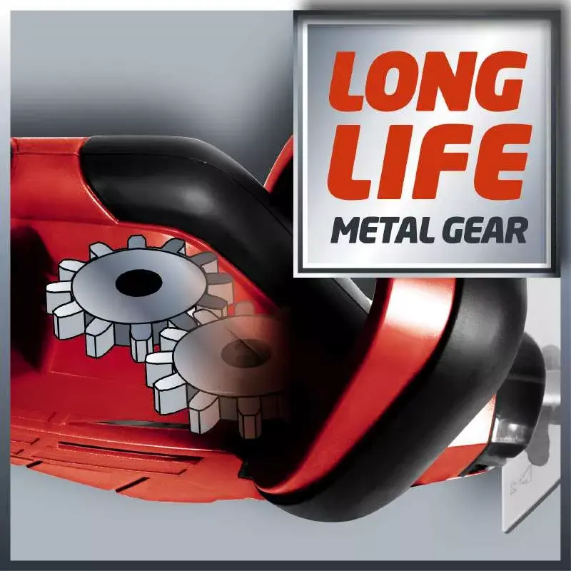 Einhell GE-CH 1846 Li Kit Akku-Heckenschere, 18 Volt, Li-Ionen-Akku 2,0 Ah, Doppelmesser, 52 cm Schnittlänge, rot/schwarz